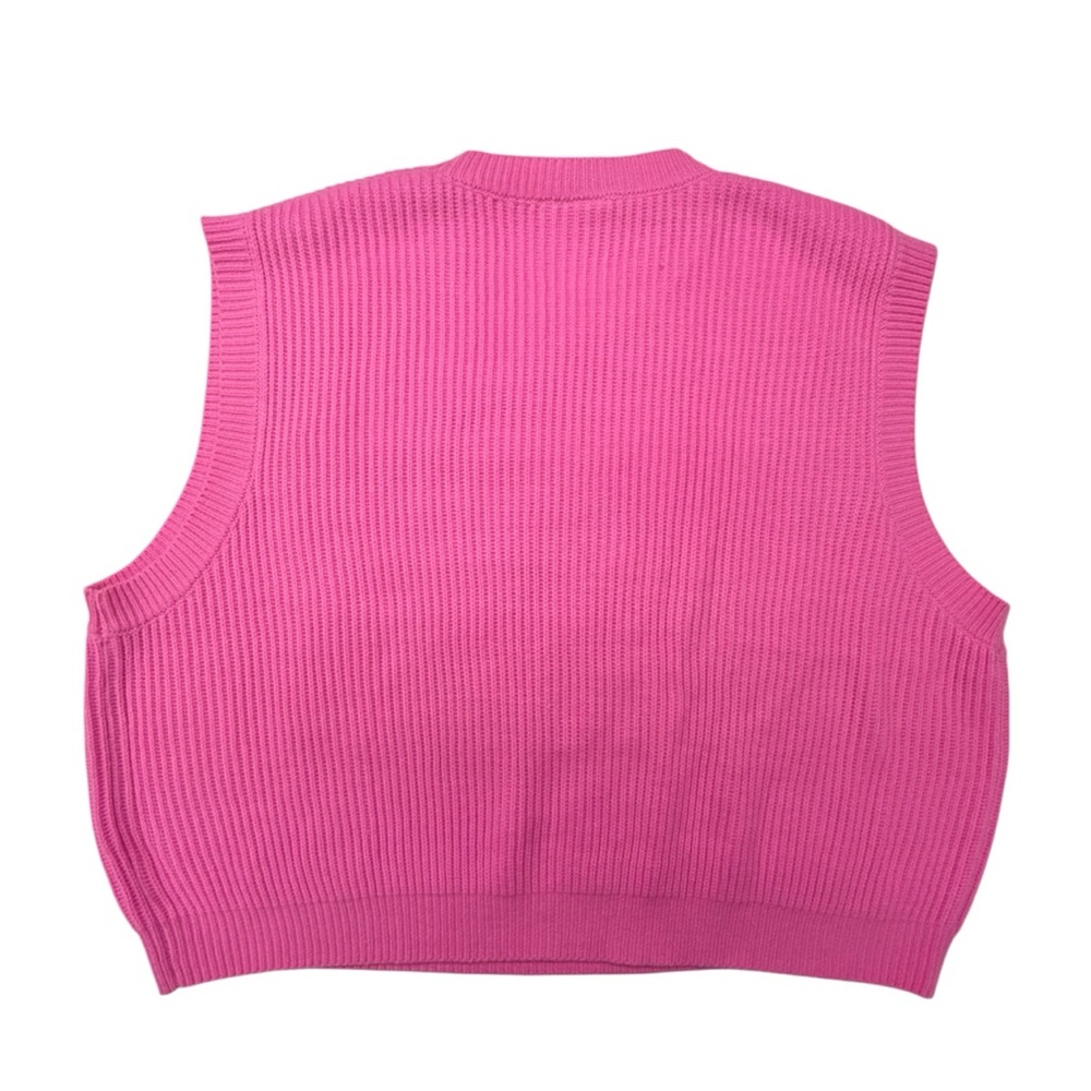 Queen of Sparkles Neon Pink American Flag Sweater Large S Sleeveless Knit Top - Picture 4 of 6